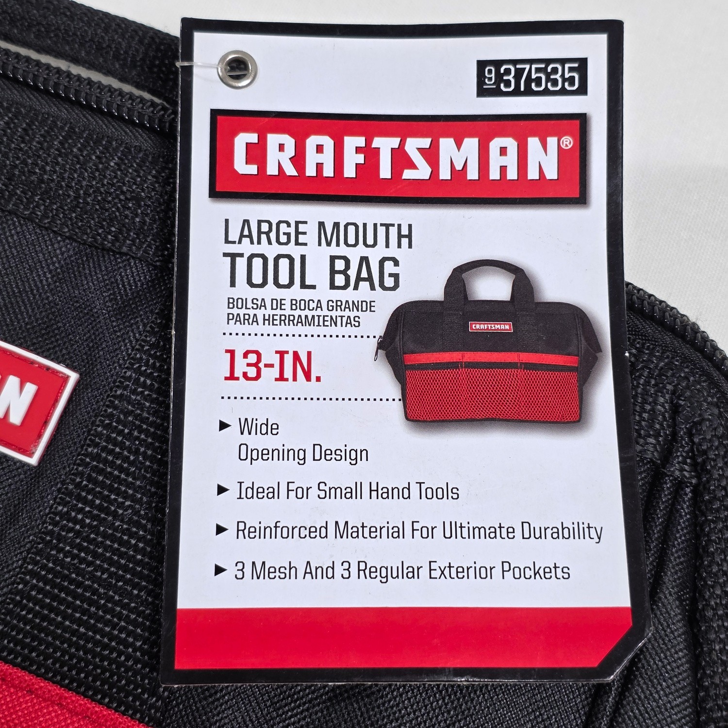 Craftsman 13″ Large Mouth Tool Bag – Black/Red Item 37535 Brand New Old Stock