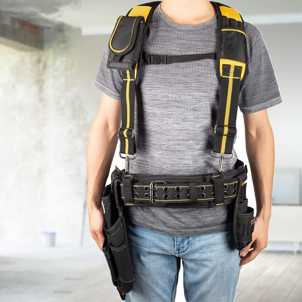 Ergonomic Yellow & Black Heavy-Duty Tool Belt – Maximum Comfort for All-Day Use