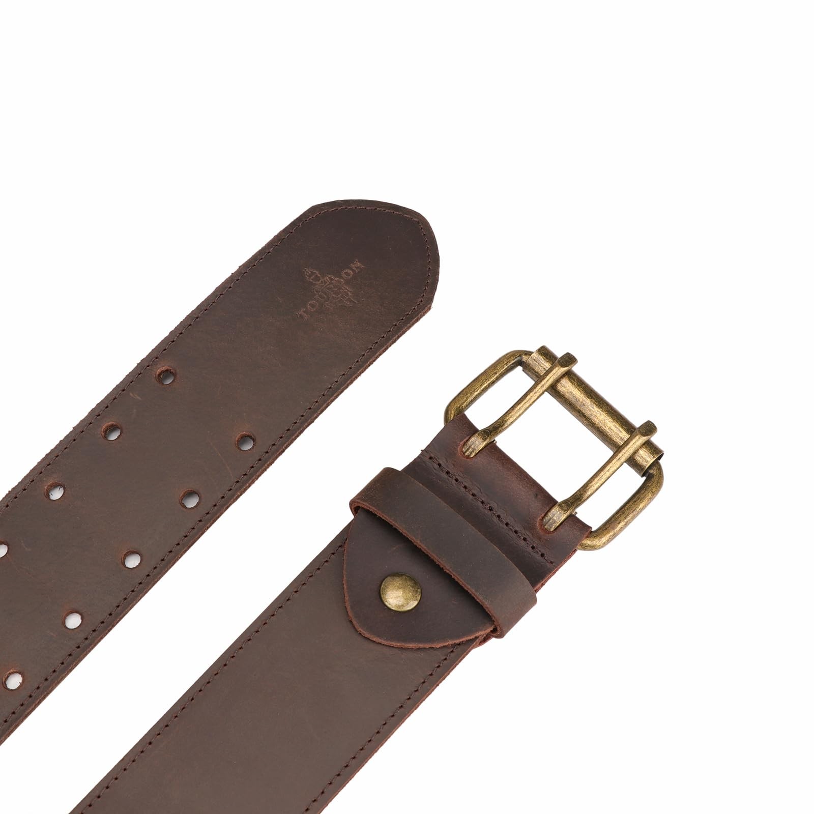 Tourbn Tourbon Leather Workshop Tool Work Belt 2” Wide with Double Prong Tongue