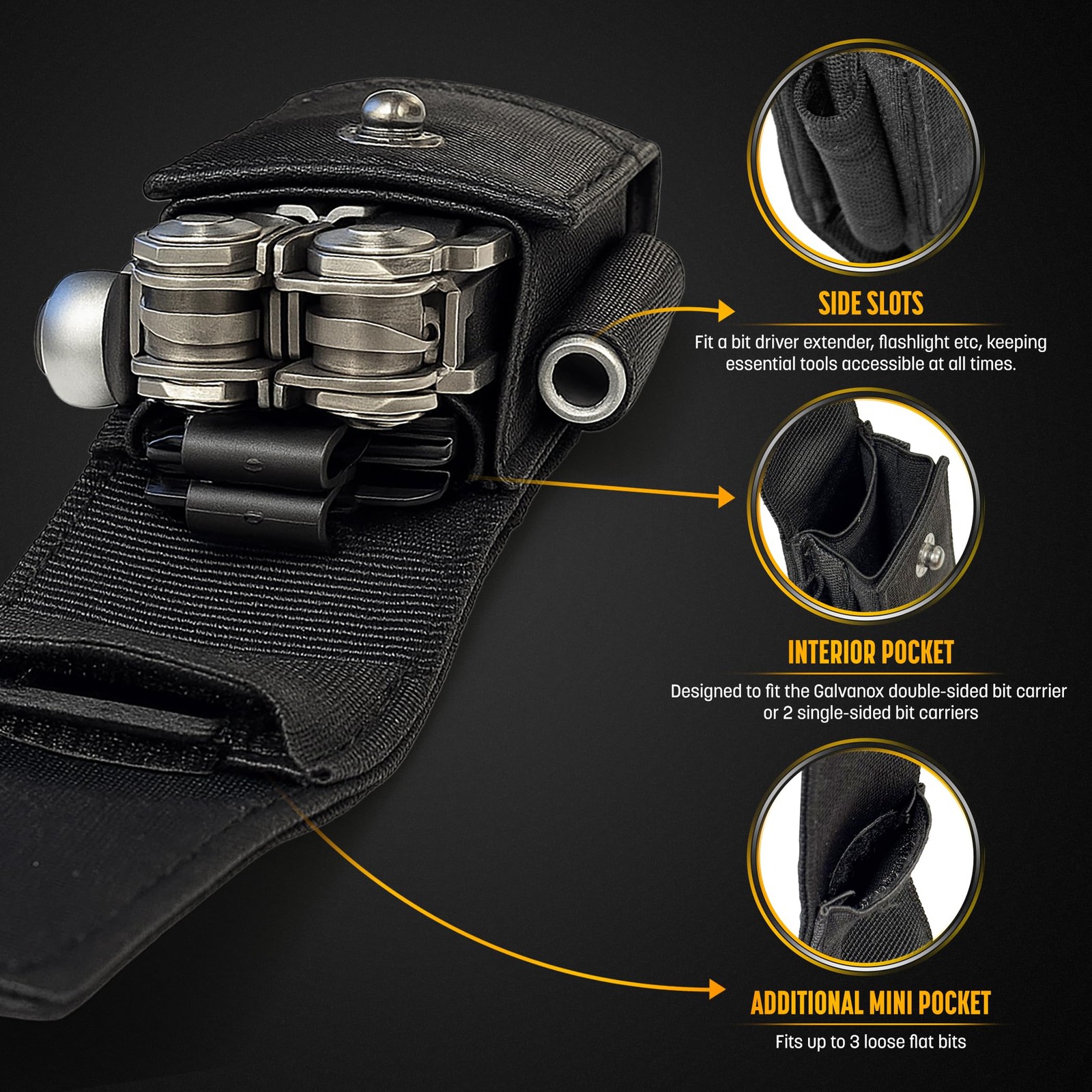 Galvanox Nylon Sheath for Multi-Tools with 21 Flat End Large, Black