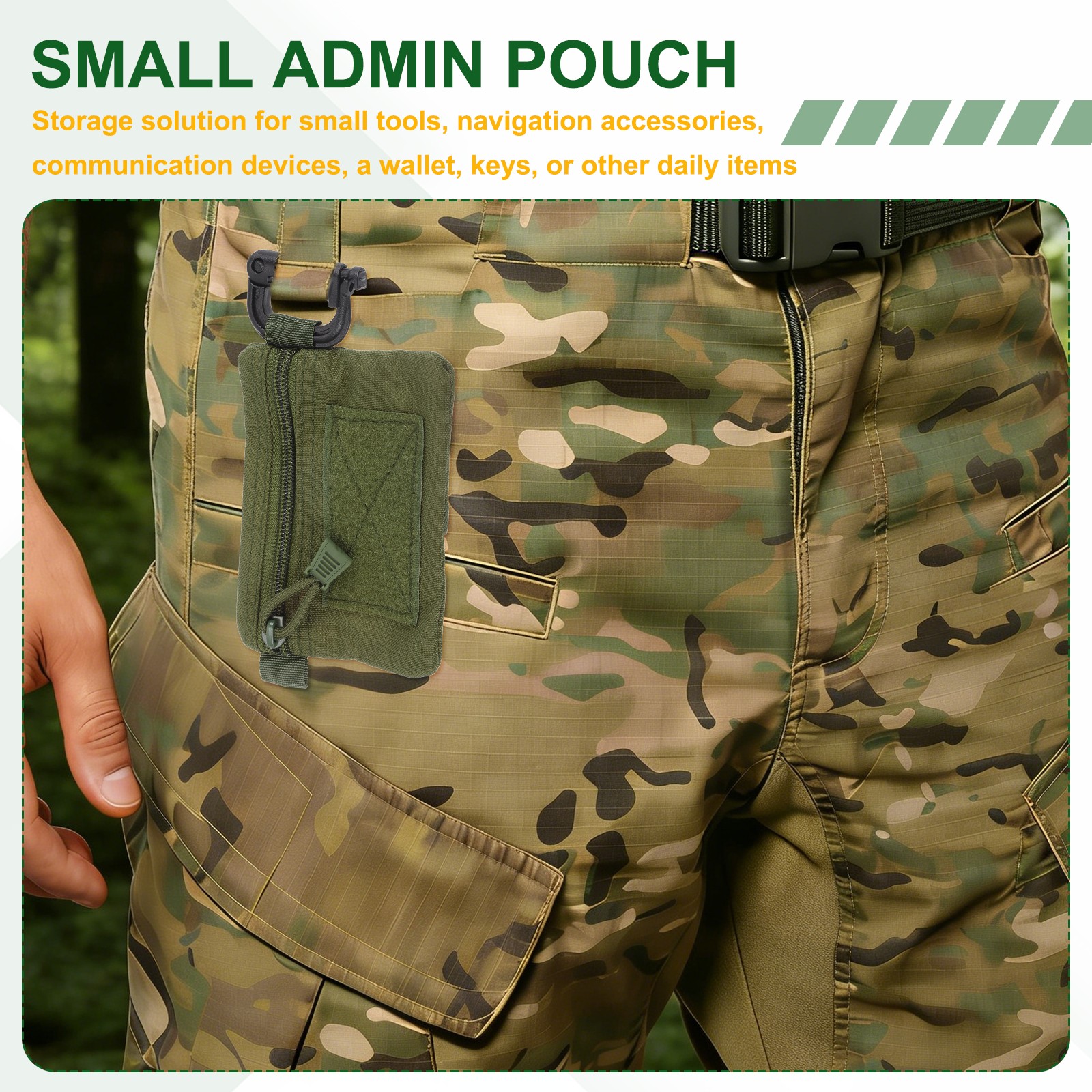 Small Admin Pouch, Nylon Zipper Pouch Storage Pocket 5.3″x4.1″ &Camouflage Color