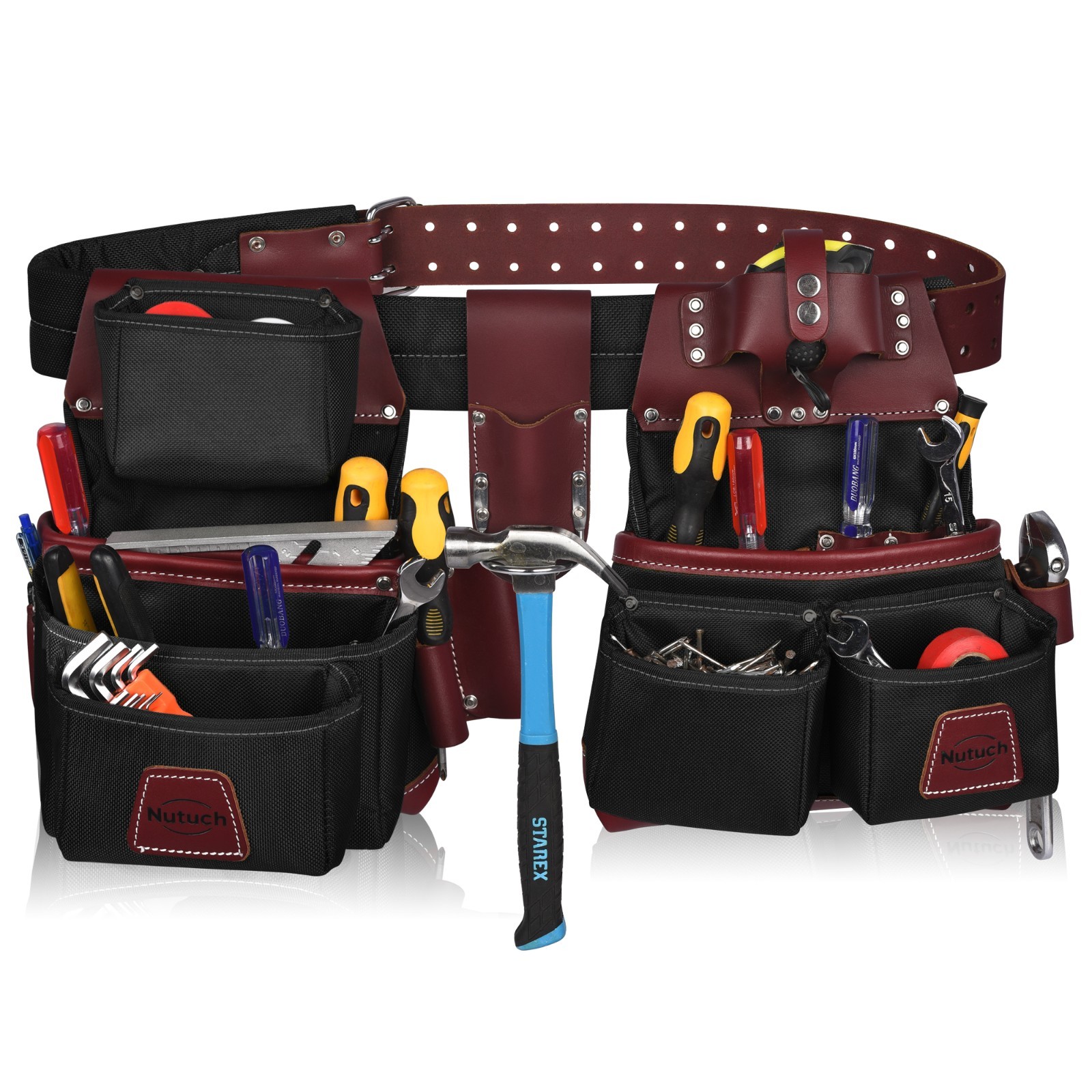 NUTUCH Nylon and Leather Tool Belt with Suspender | Electrician Tool Belts