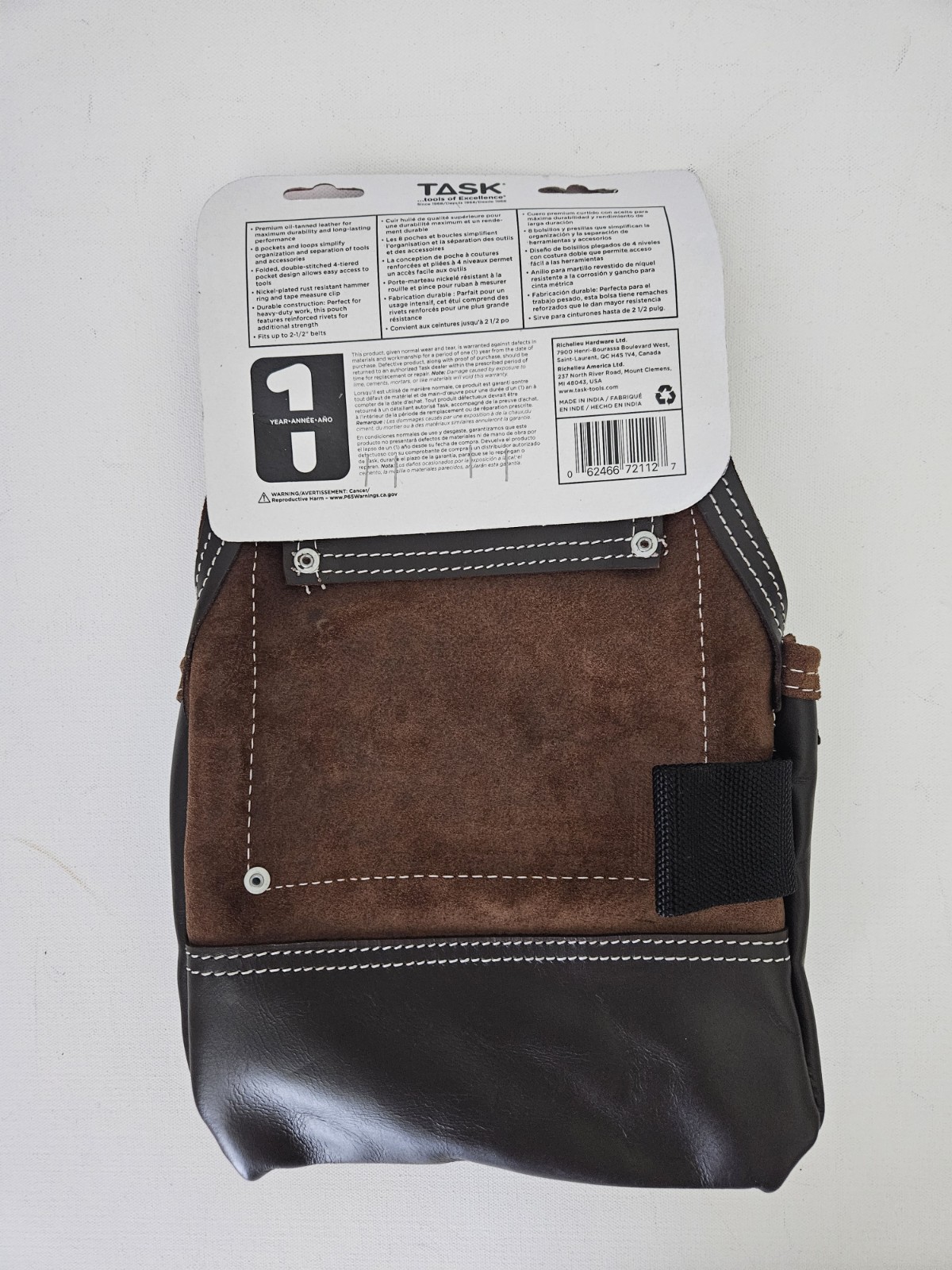 TASK 8 Pocket Premium Leather Tradesperson Tool Pouch Belt Holster T77212 NEW