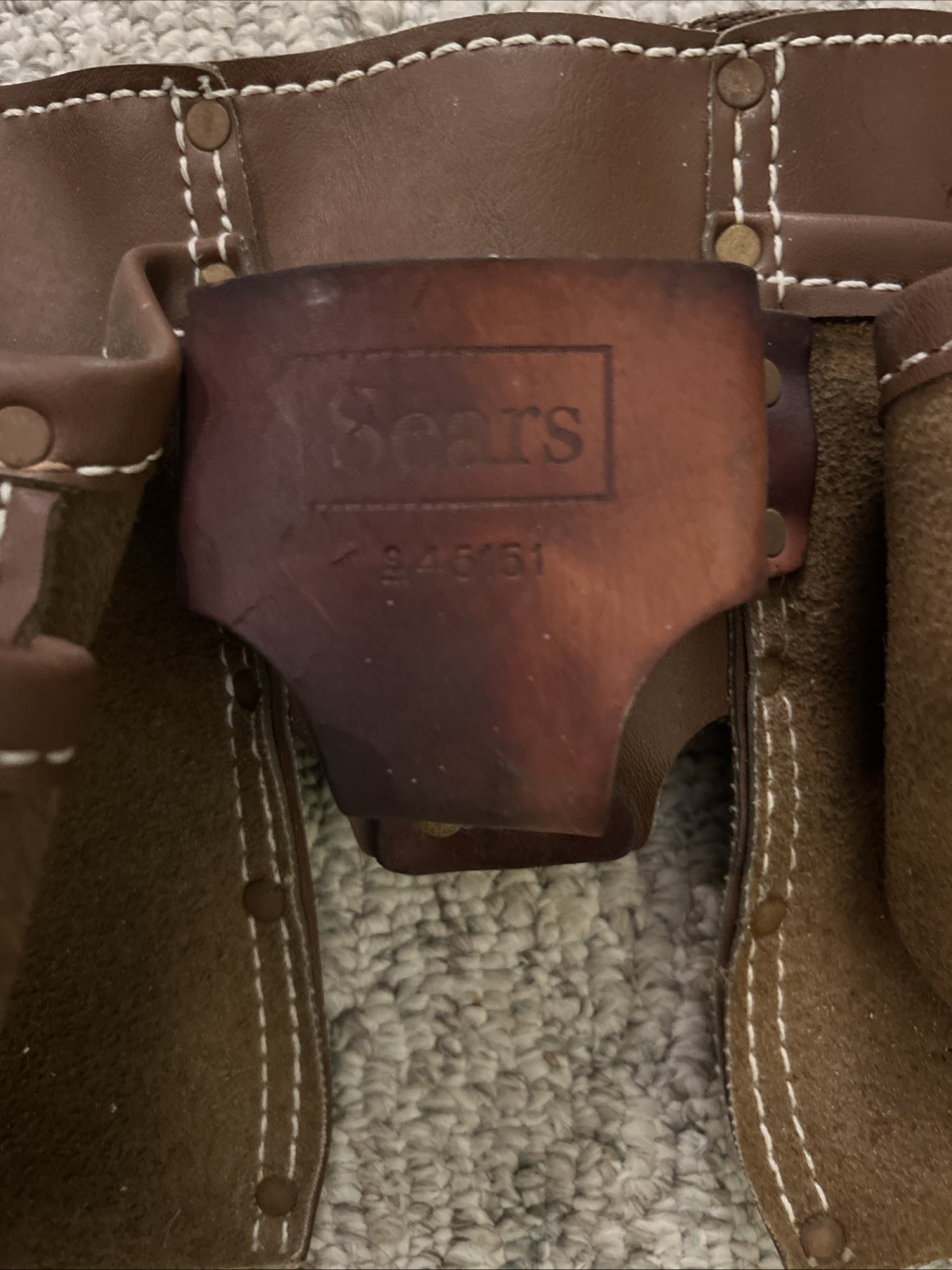 Sears Brown Leather Carpenter Tool Utility Belt Pouch Adjustable Stock 9-4515(C4