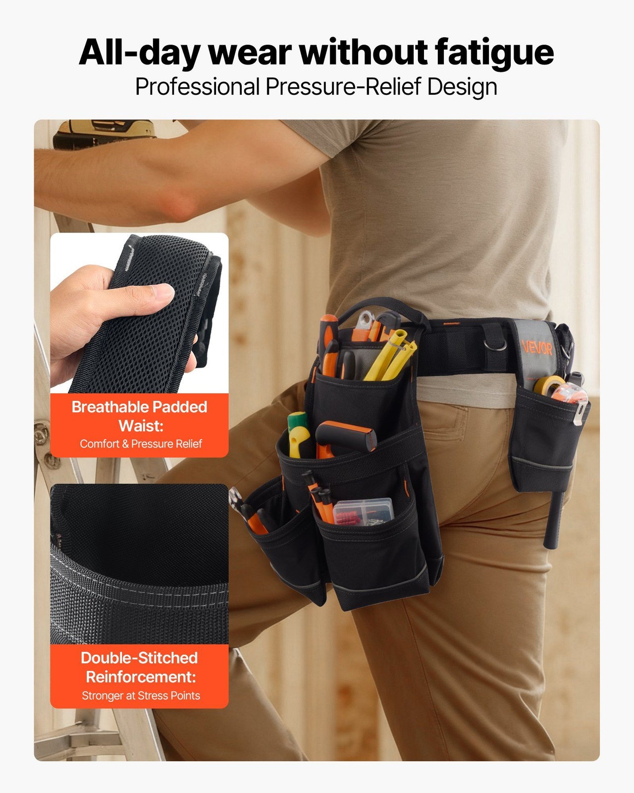 Reliable 18-Pocket Electrician Belt with Tear-Proof Stitching