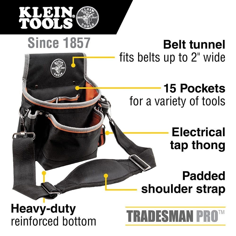Tools 5240 Tradesman Pro Tool Pouch With Padded Shoulder Strap, Reinforced Bott