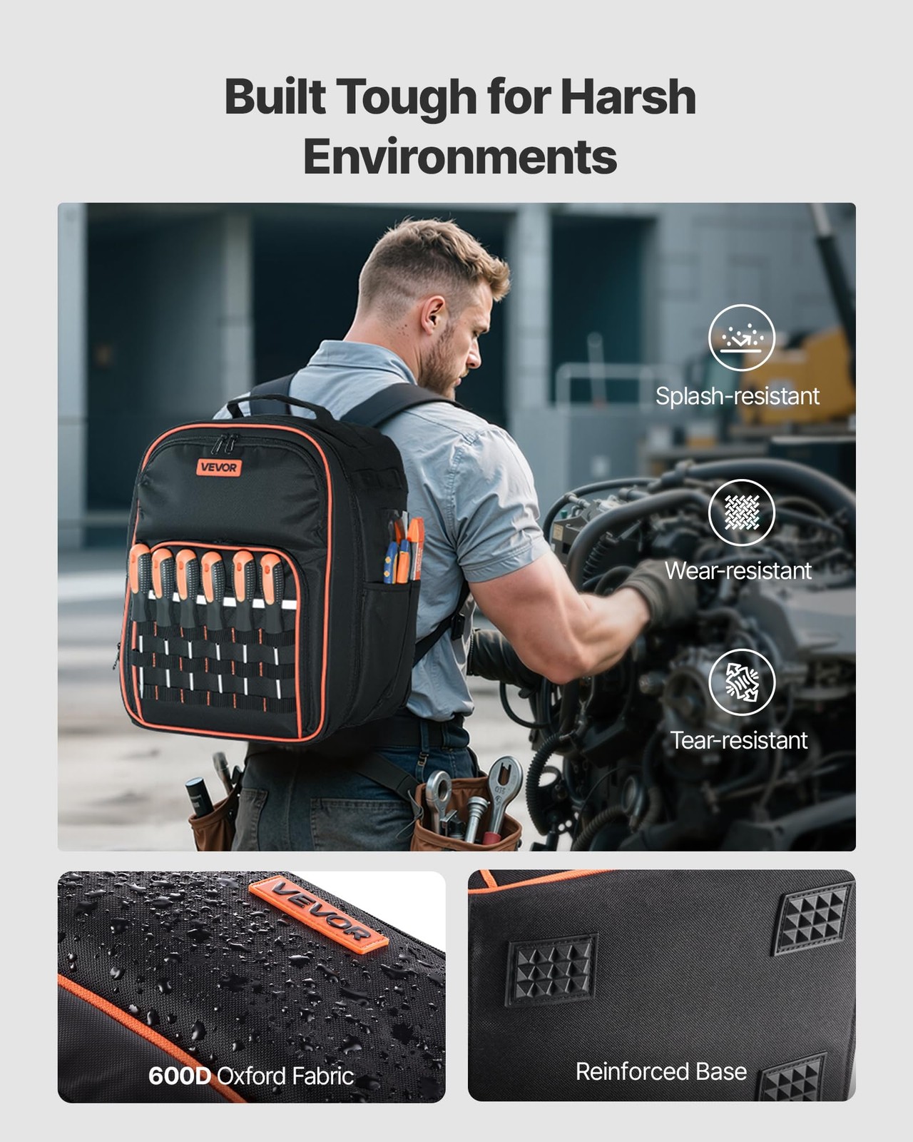 VEVOR Tool Backpack, 49 Pockets, Heavyduty Tools Storage Organizer Work Bags …