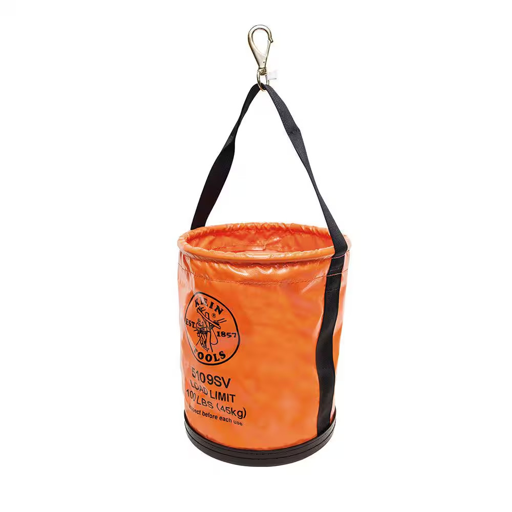 Utility Bucket, Vinyl Tool Bucket with Swivel Snap, 12-Inch