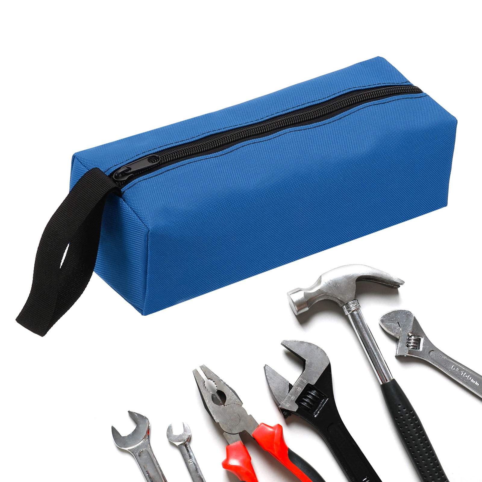 24x8x7cm Multi-function Oxford Zip Utility Bag Blue