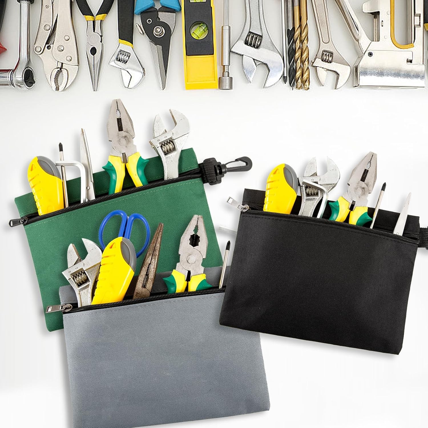 3 Pack Small Zipper Tool Pouch Utility Multipurpose Storage Organizer Durable