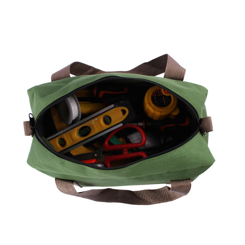 Large Capacity Canvas Tools Bag Heavy Duty Wide Mouth Tool Storage Shoulder Bag.