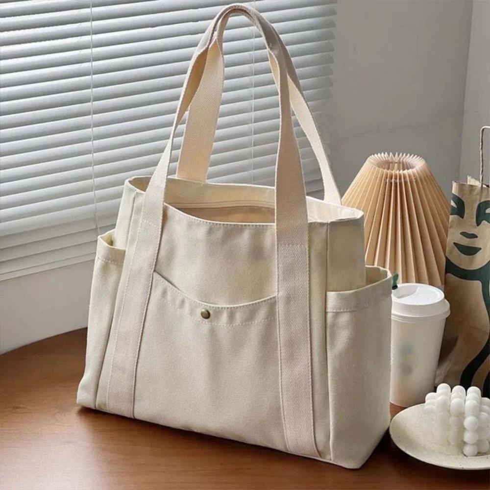Large Canvas Tote Bag Women Work School College Book Shoulder Shopper Bag