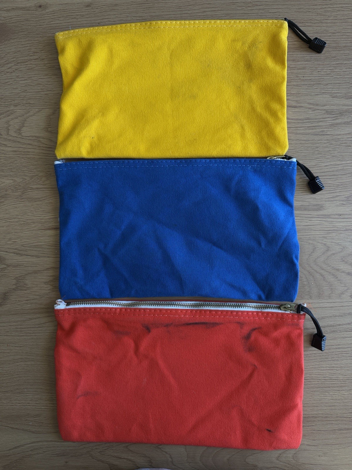 Klein Tools Zipper Canvas Tool Bags Pouches Lot of 3 Red Blue Yellow 16”