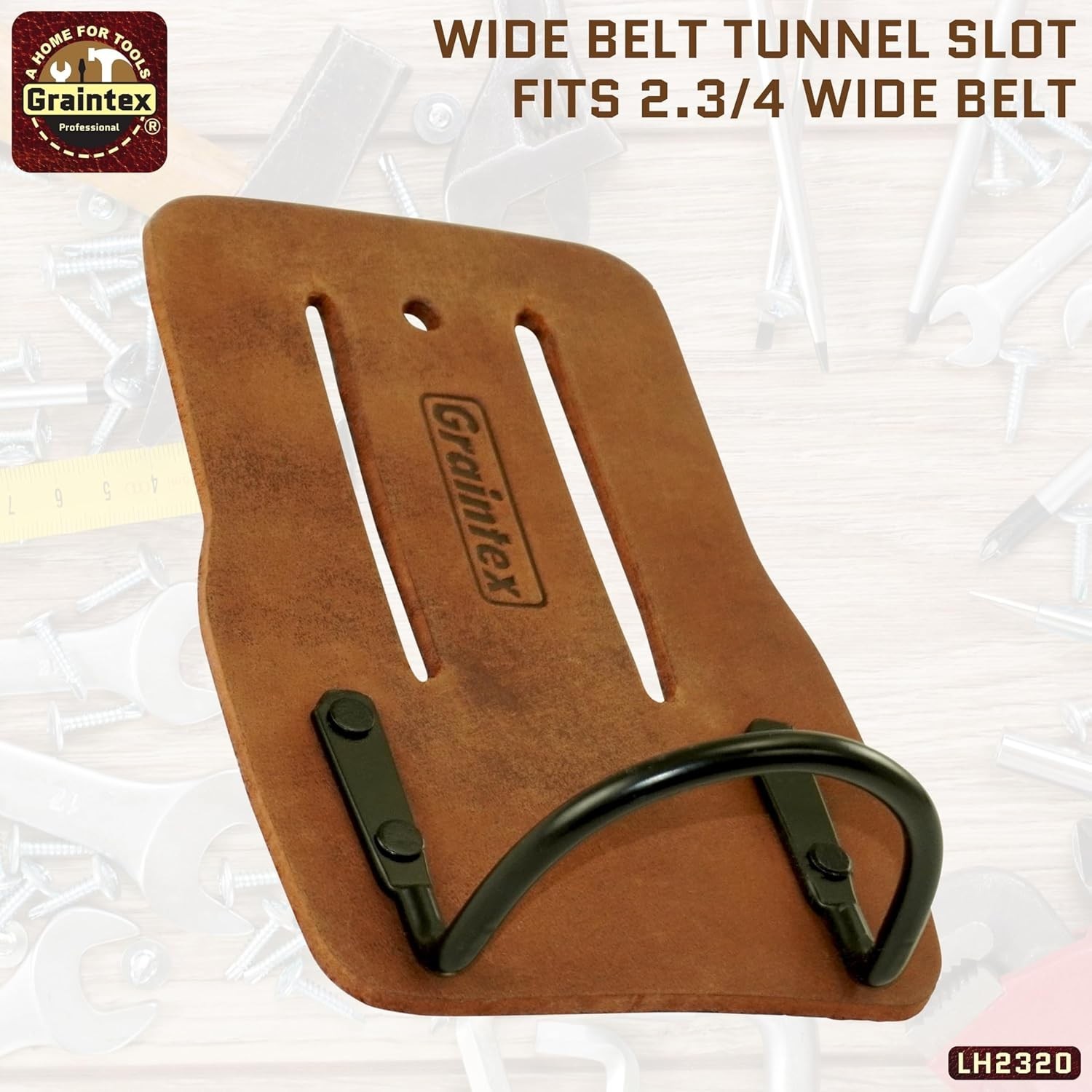Graintex LH2320 Leather Hammer Holder Tan Fits up to 3in Belt Tool Loop