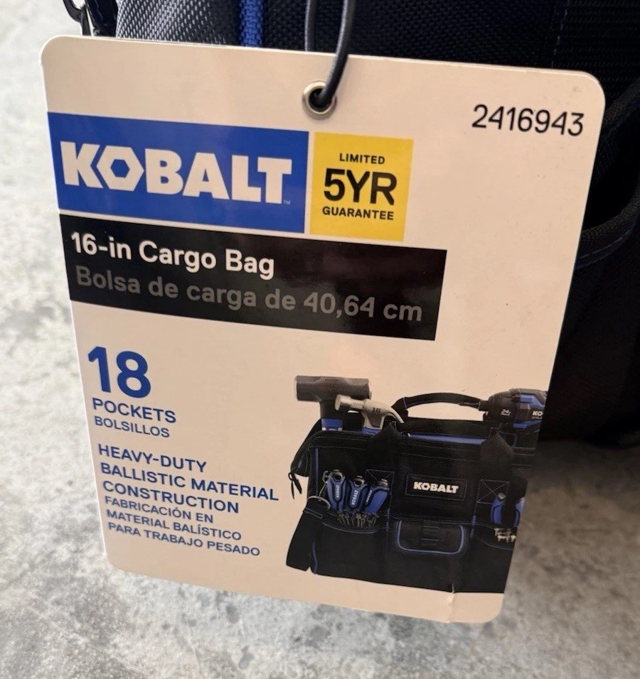 KOBALT 18″ Blue Black Polyester Zippered Cargo Bag 18 Pockets