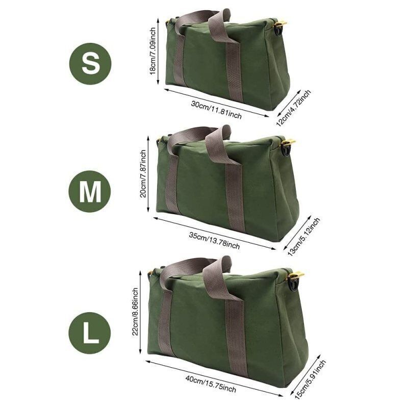16” HEAVY DUTY GREEN MILITARY STYLE MECHANICS HARD BOTTOM TOOL BAG ZIPPER
