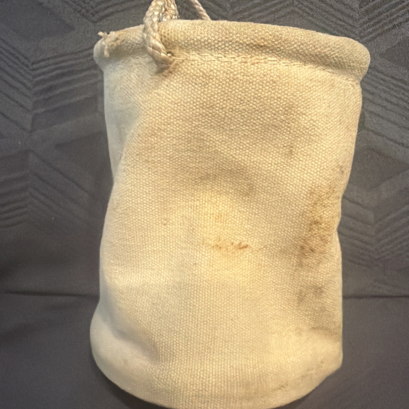 VINTAGE CANVAS LINEMAN TOOL BUCKET RUBBER BOTTOM ROPE HANDLE