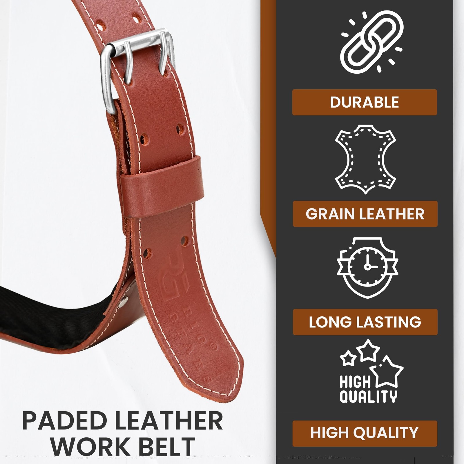 Leather tool belt for men grain leather work belts | 3 inch carpenter constar…