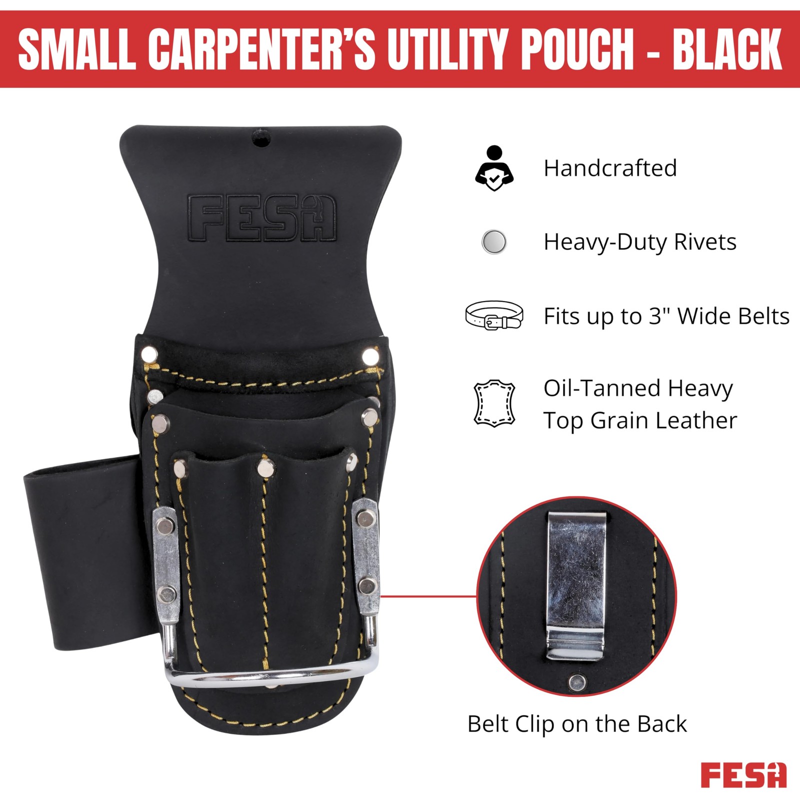 Tool Belt Hammer Holder Leather Multitool Pliers Holster ClipOn 1 PCS