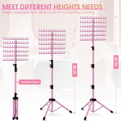 Braiding Hair Rack – Standing 144 Pegs – Heavy Duty – Pink – Braaiders