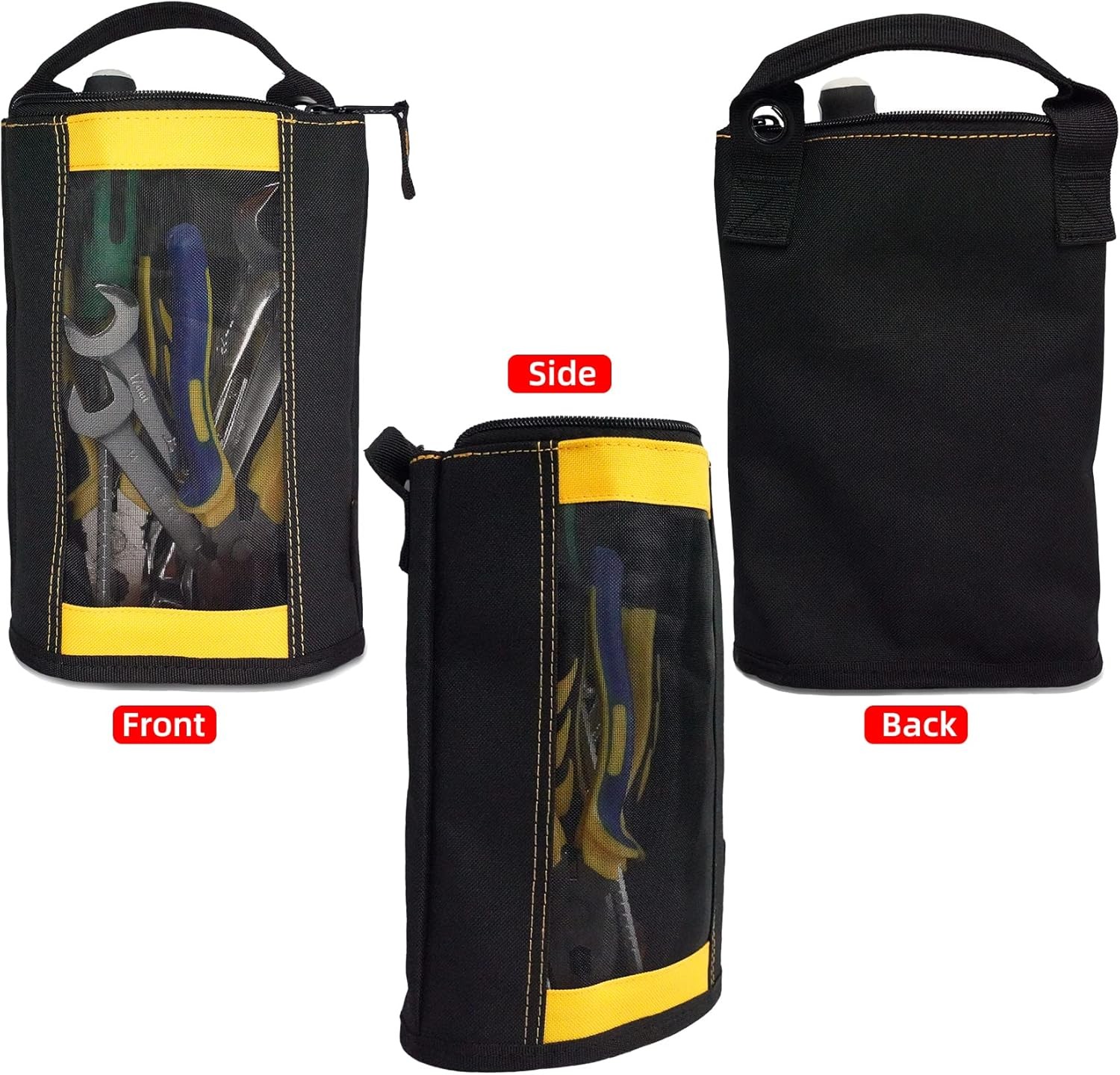 Canvas Zipper Tool Pouch Small Mesh Bag with Hanging Grommets 3 Colors
