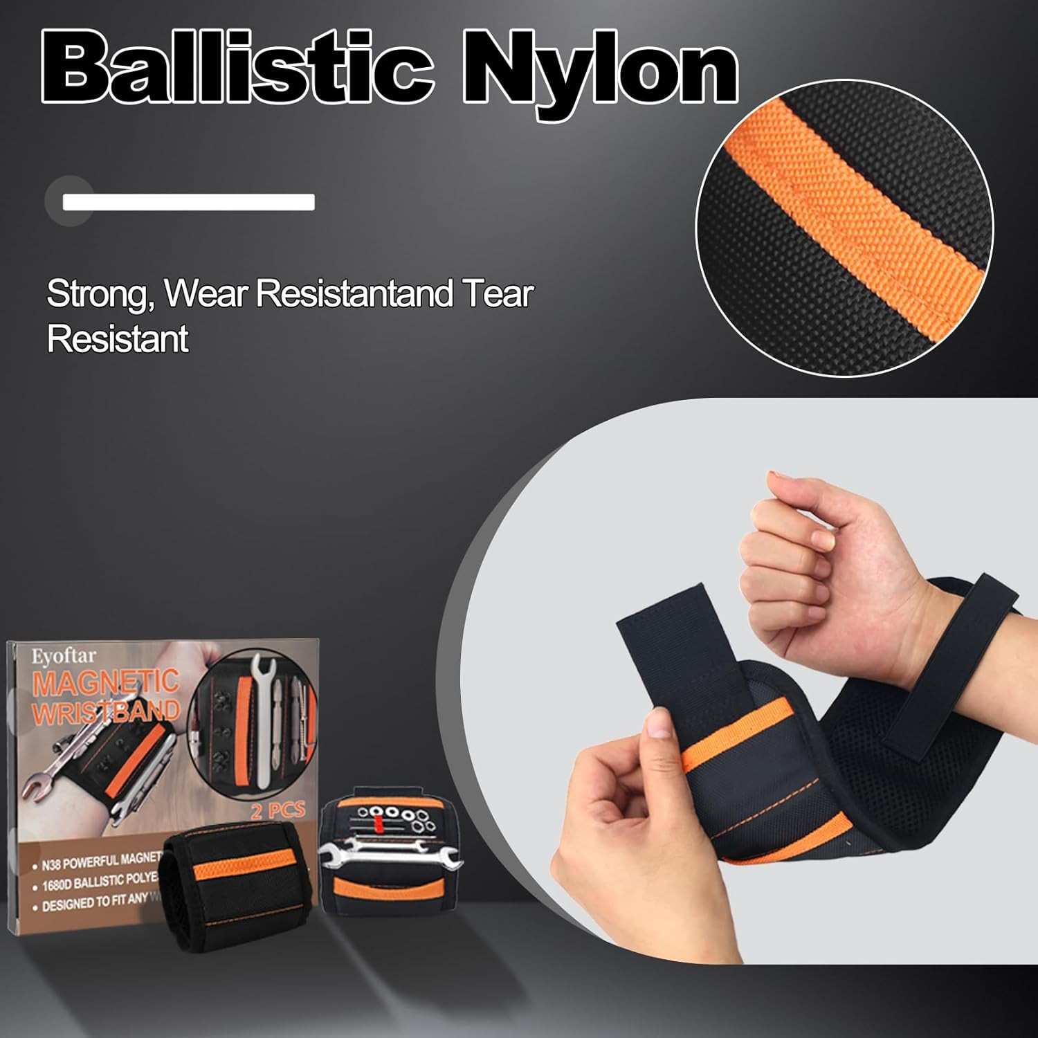 2 Pack Magnetic Tool Wristbands 20 Strong Magnets Heavy Duty for DIY Repair