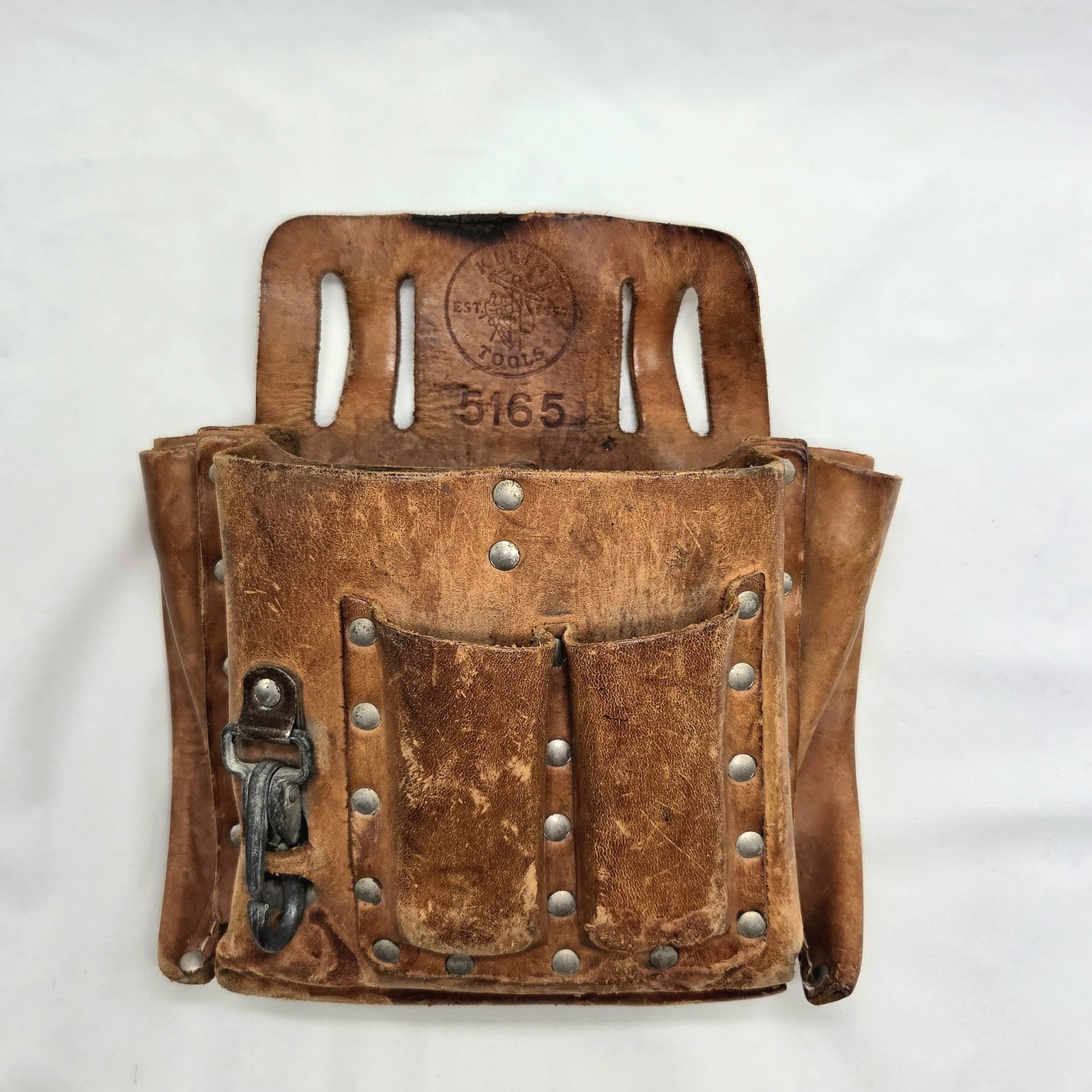 Klein Tools 5165 10 Pocket Tan Leather Tool Pouch Electrician Lineman’s Pouch