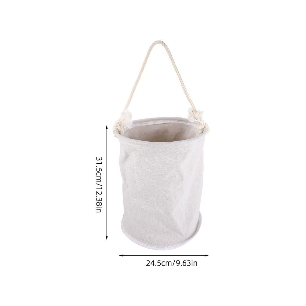 White Canvas Cylinder Tool Bucket Bag Durable Multipurpose Tool Organizer