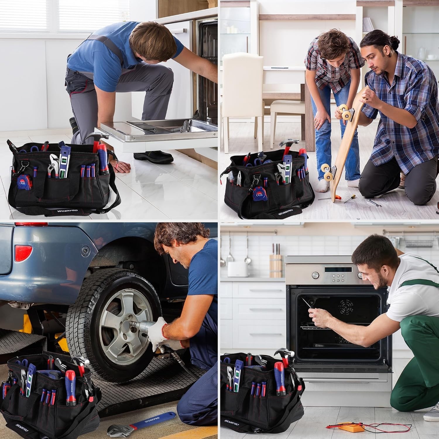 Durable Tool Bag with Multiple Compartments and Adjustable Shoulder Strap