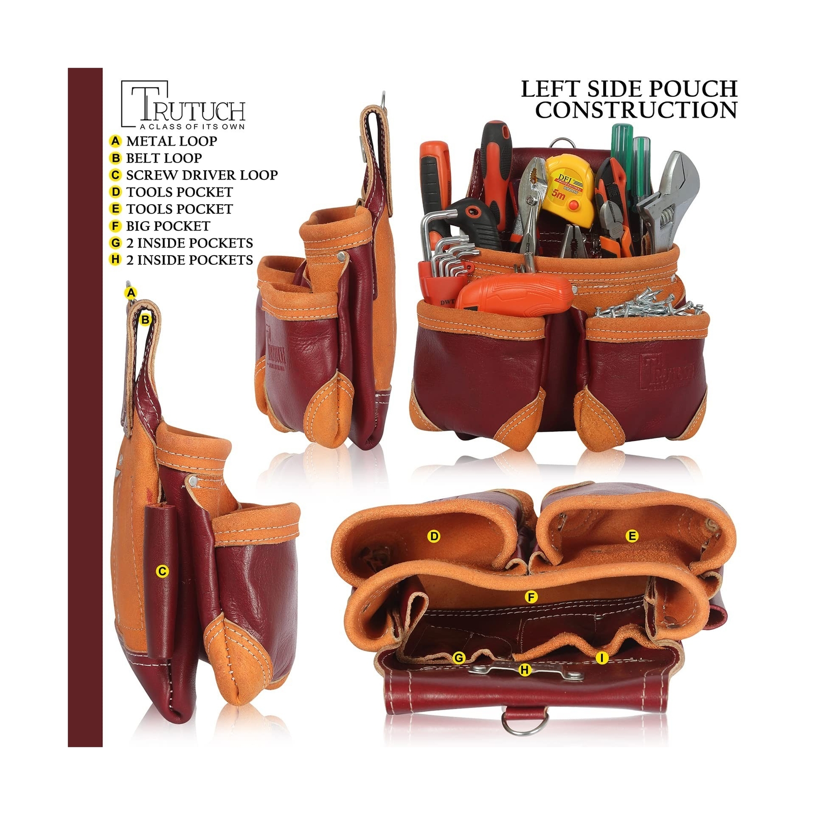 Grain Leather Tool Belt | Tool Rig Set | Tool Pouch | Drywall Tool Belt | Car…