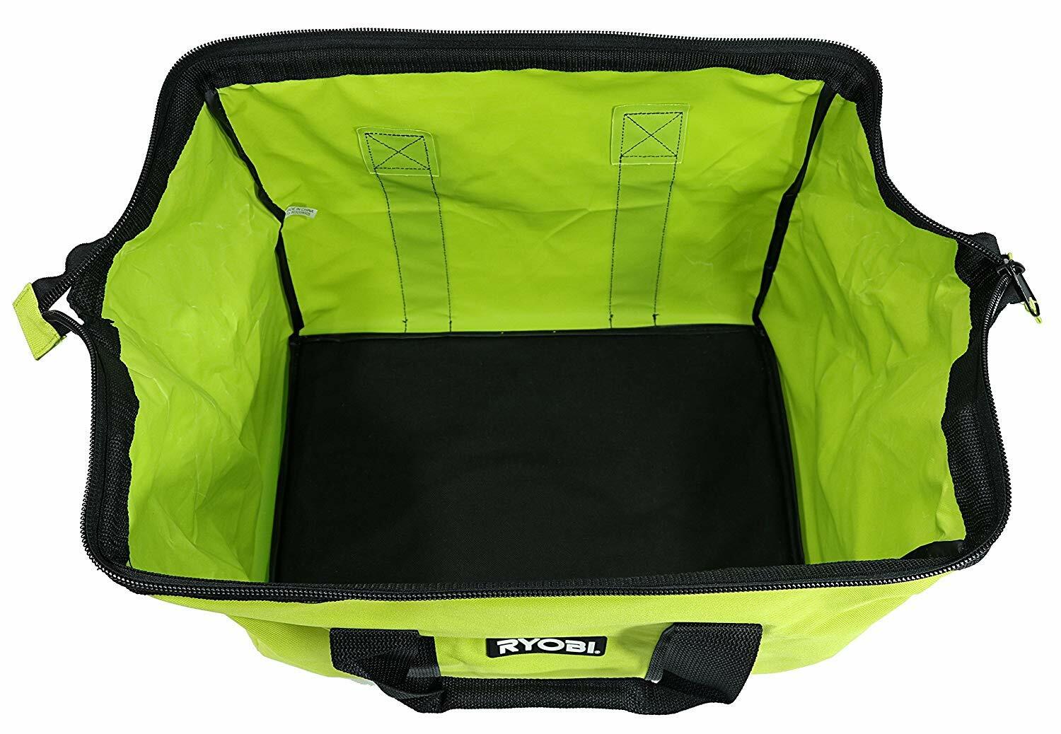 RYOBI LARGE CONTRACTORS WIDE MOUTH CANVAS TOOL BAG (18X14X12)