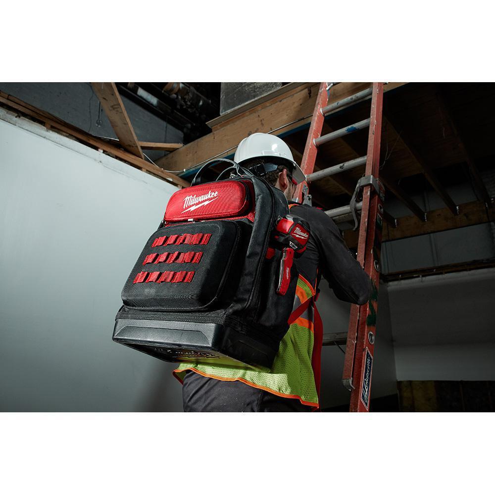 Milwaukee Jobsite Backpack 15-In Hardshell Protected Storage Organizer Tool Bag