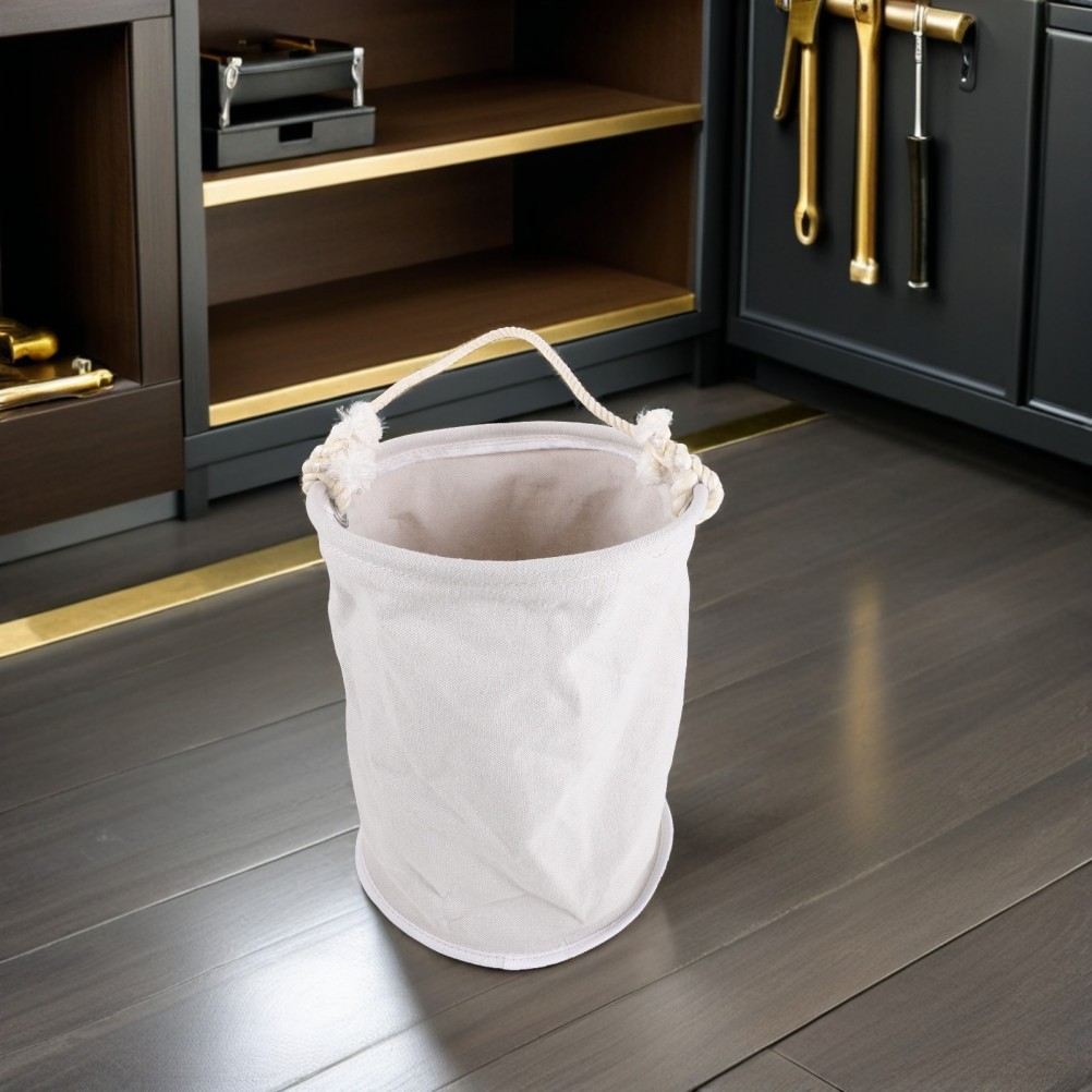 White Canvas Cylinder Tool Bucket Bag Durable Multipurpose Tool Organizer