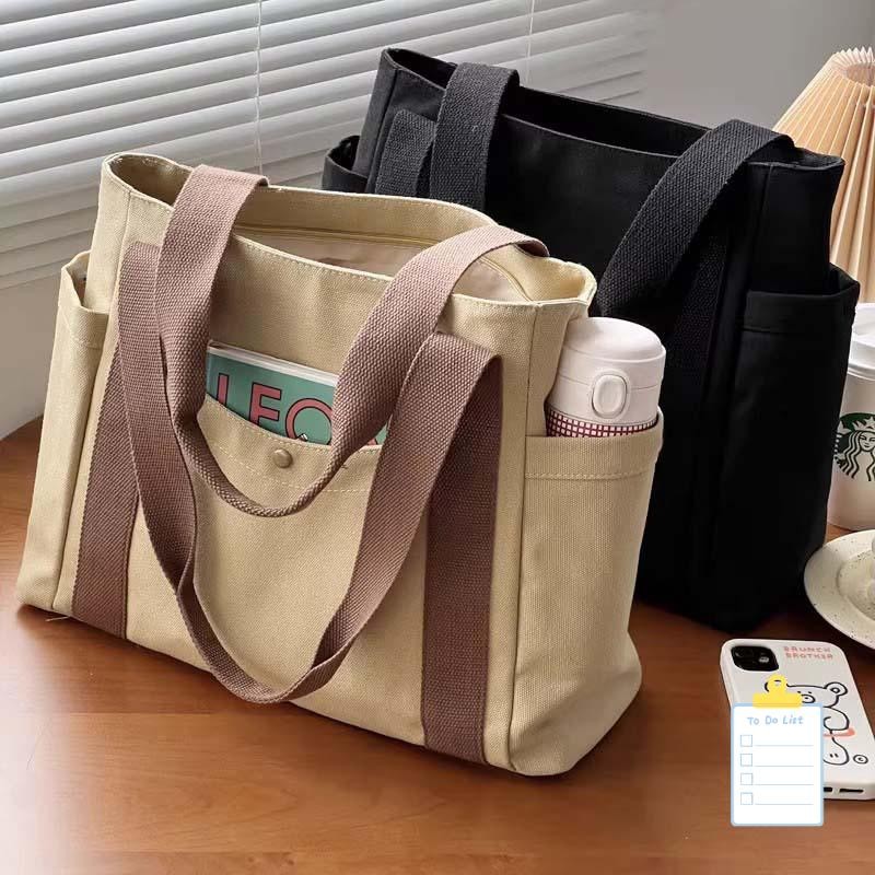Large Canvas Tote Bag Women Work School College Book Shoulder Shopper Bag