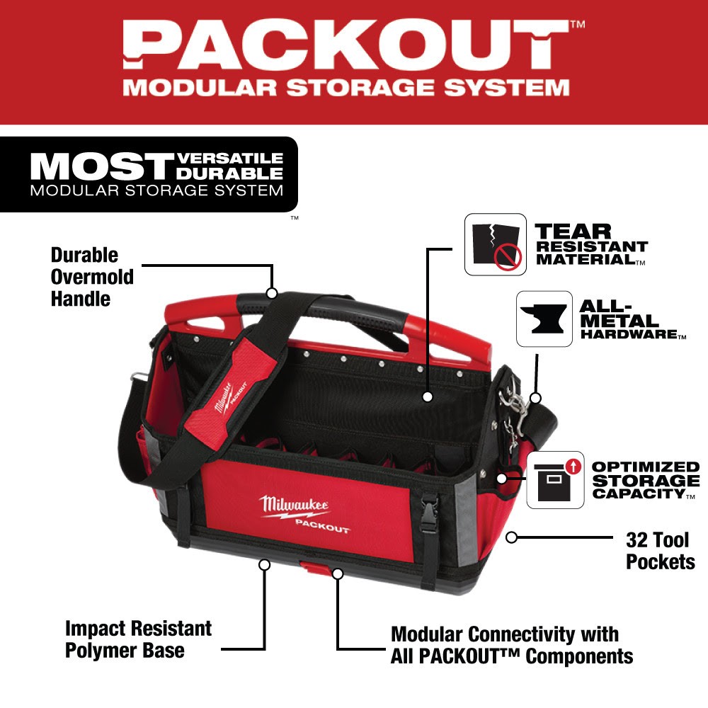 Milwaukee 48-22-8320 20″ 1680 Ballistic Impact-Resistant Packout Tote Organizer