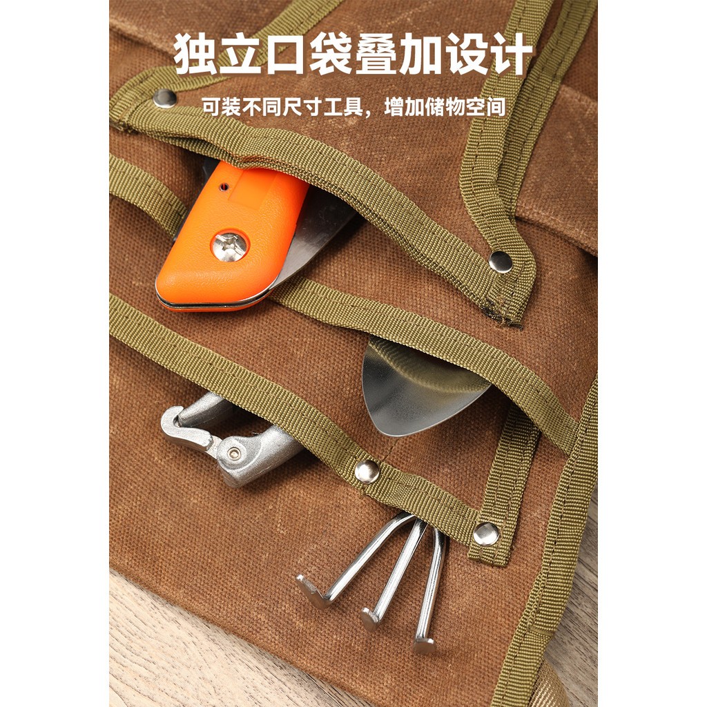 Canvas Weeding Tool Bag Wear-Resistant Storage Bag Waist Hanging Electrician Bag