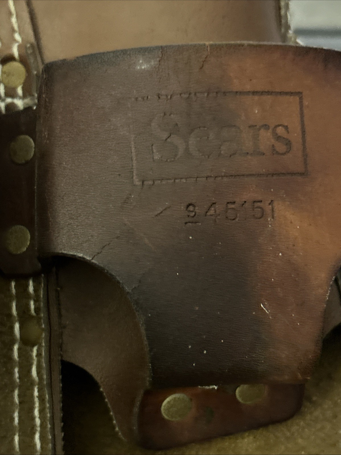 Sears Brown Leather Carpenter Tool Utility Belt Pouch Adjustable Stock 9-4515(C4
