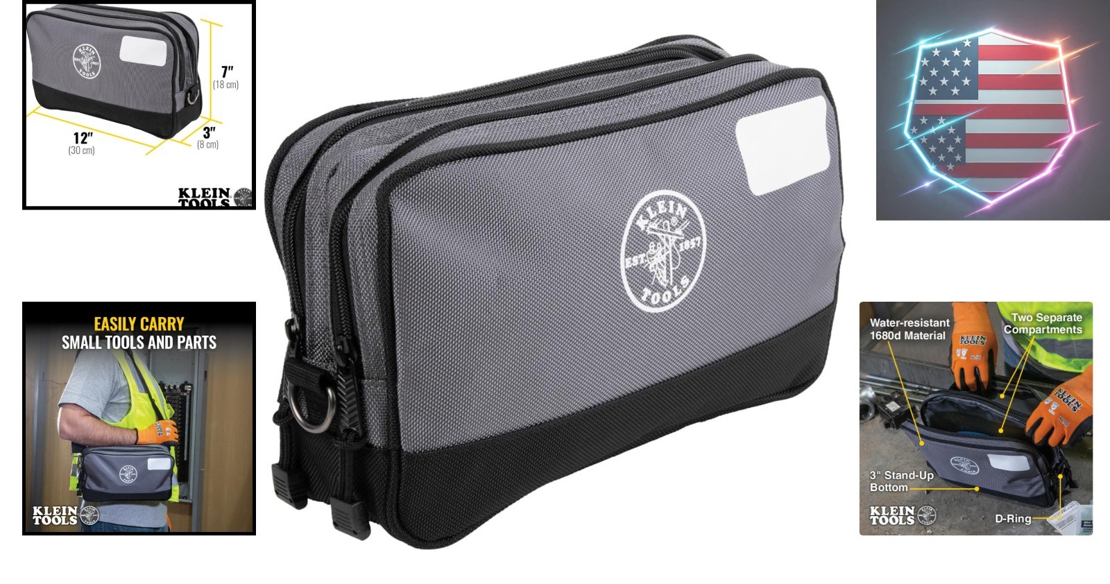 Tool Pouch, Dual Compartments, Heavy-Duty Tool Bag Organizer, Multipurpose Bag.