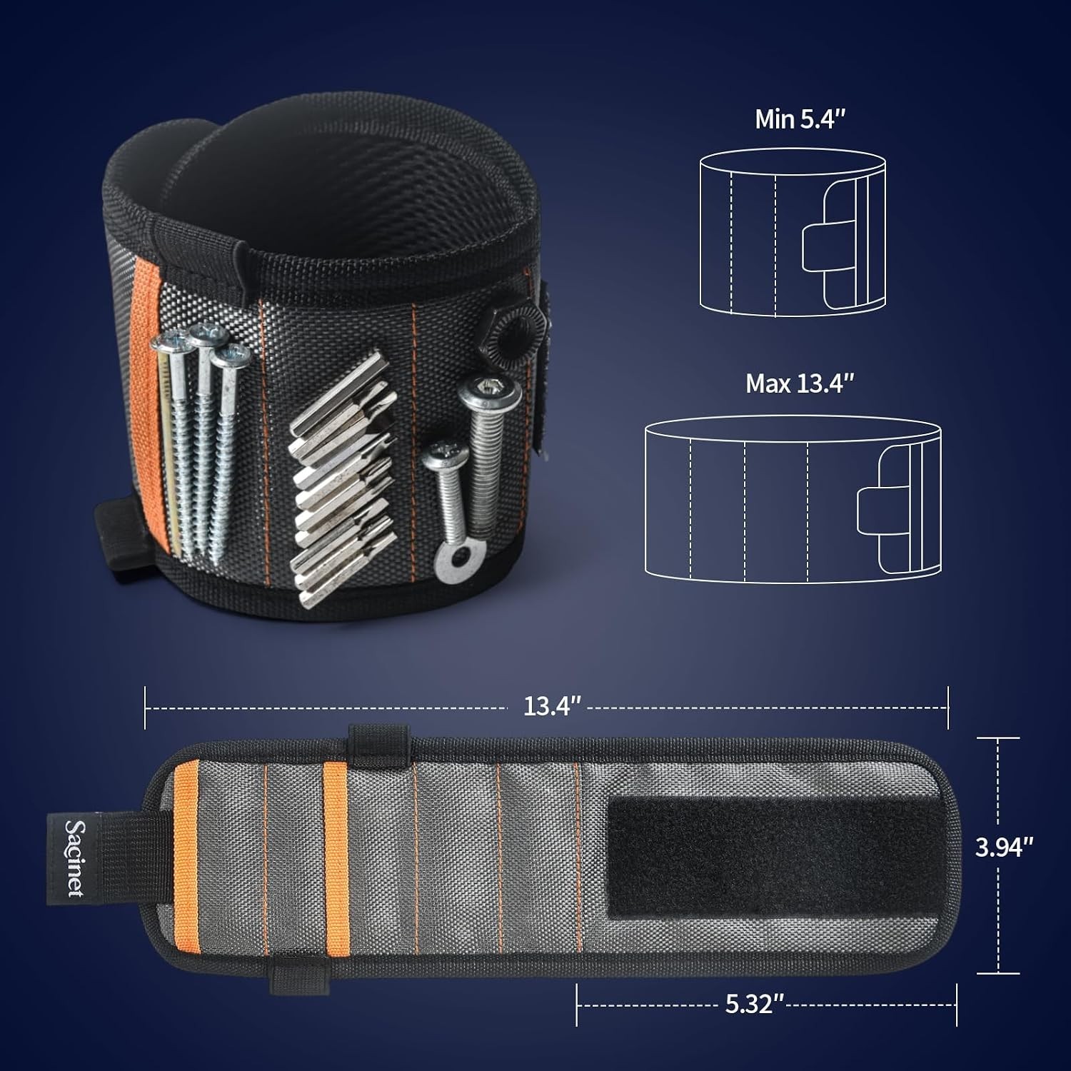 2 Pcs Magnetic Wristband Tool Holder for Screws Nails 15 Strong Magnets Gift Box