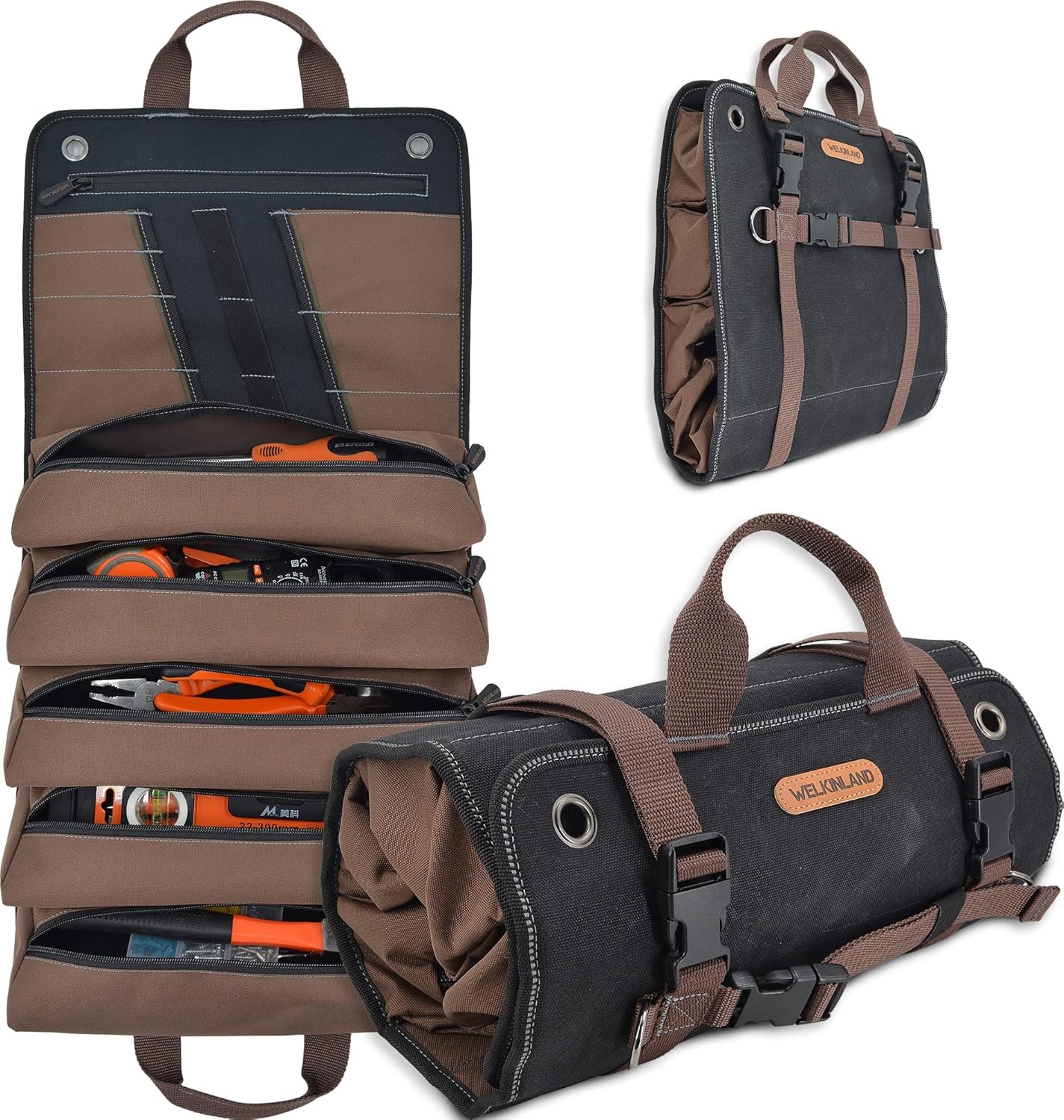 15-Pockets Heavy-Duty Tool Wrap Roll, 15L Tool Up Roll Bags