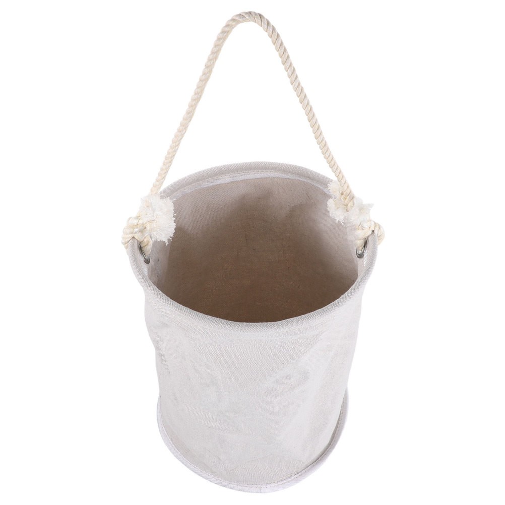 White Canvas Cylinder Tool Bucket Bag Durable Multipurpose Tool Organizer