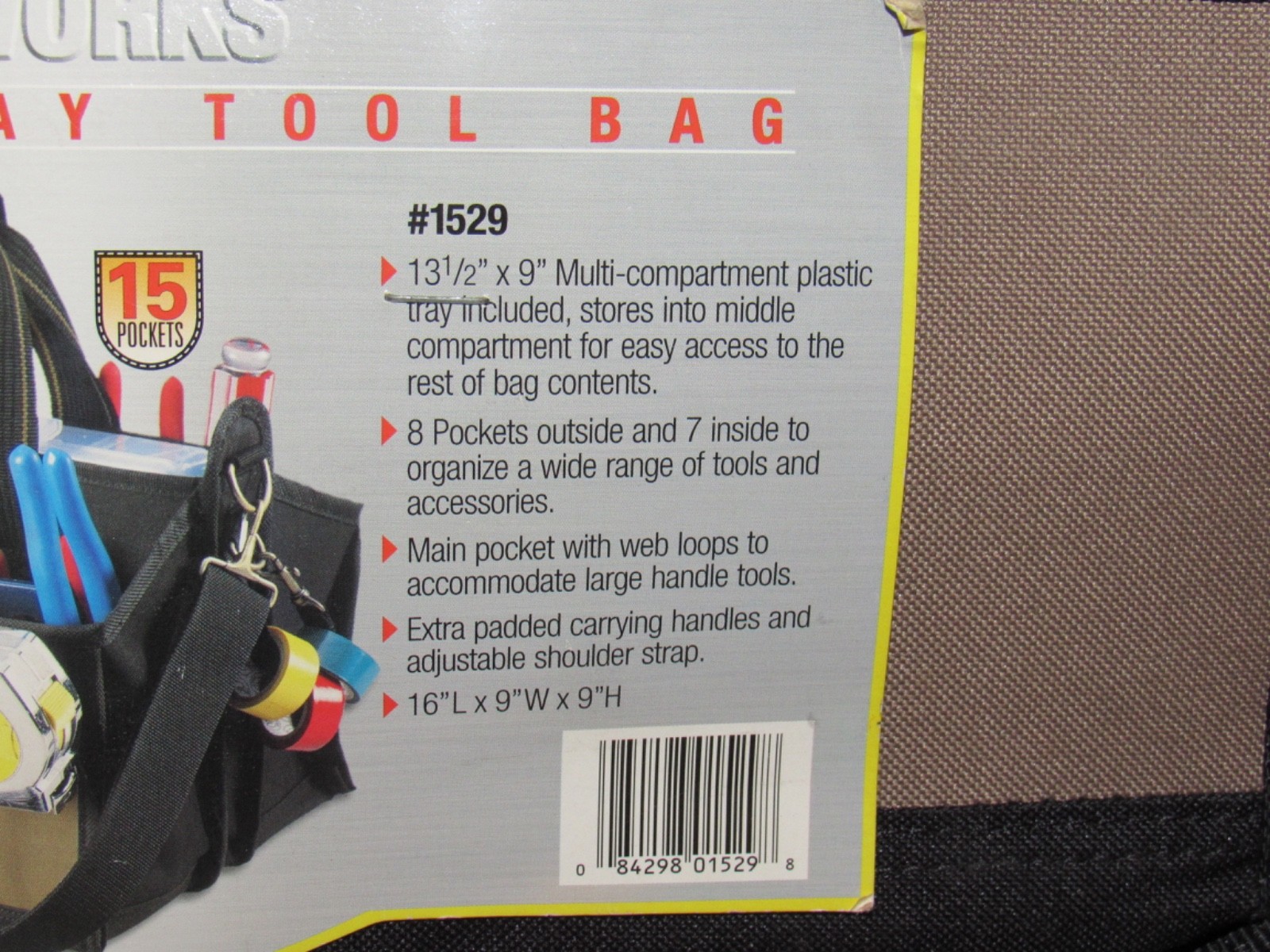 NEW CLC CustomLeatherCraft ToolWork 1529 16 In. Center Tray Tool Bag, 15 Pocket
