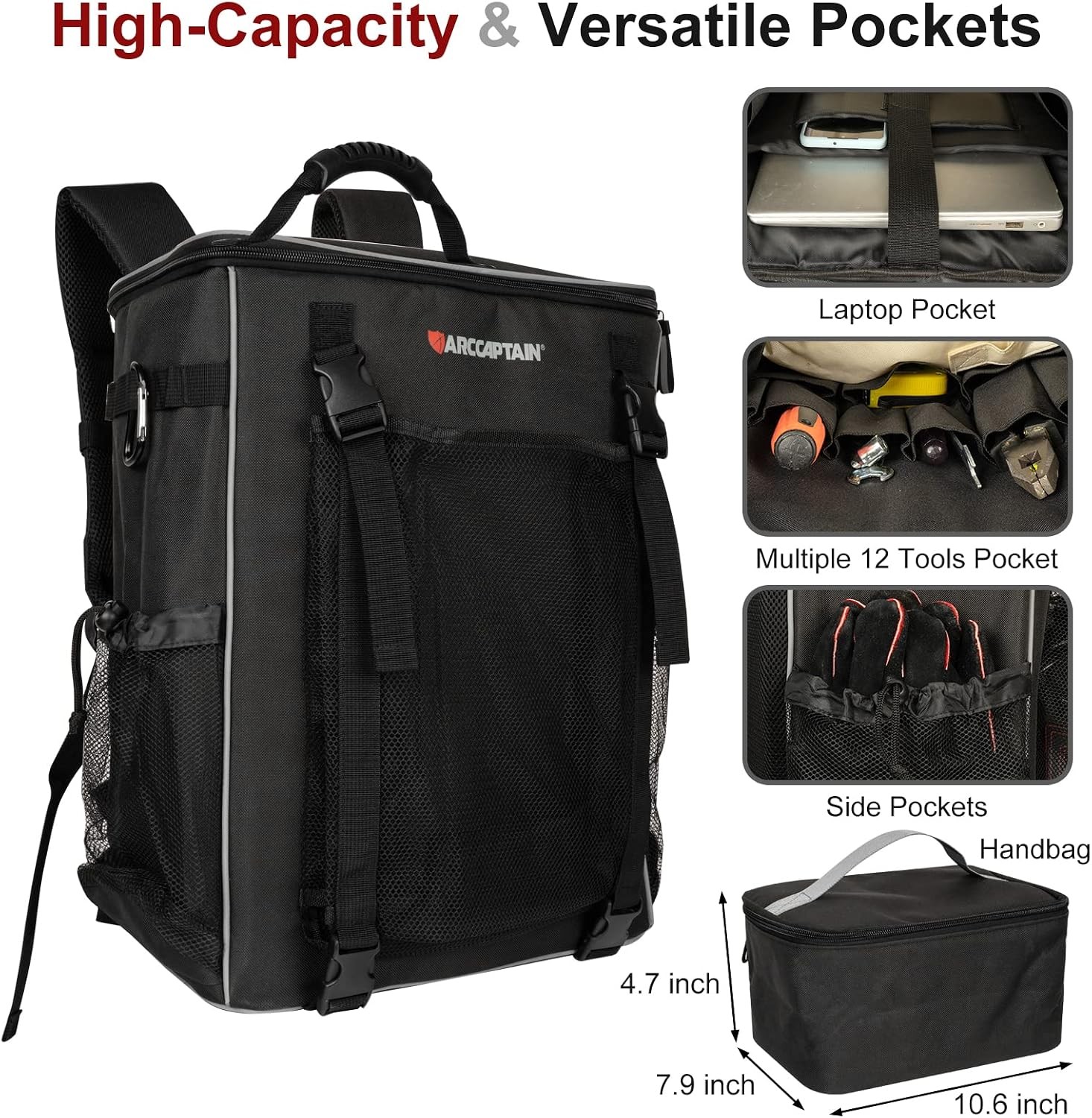 Welding Tool Backpack Large Capacity Tactical Black