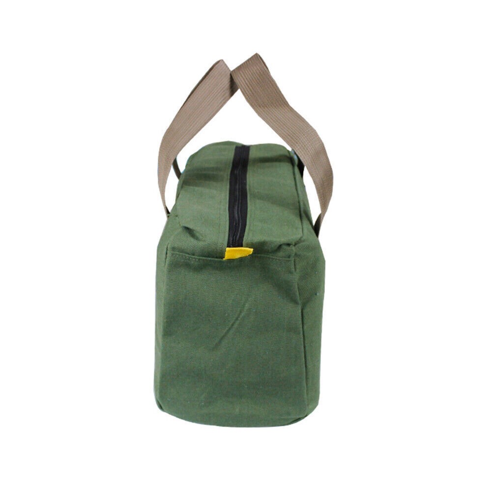 16” HEAVY DUTY GREEN MILITARY STYLE MECHANICS HARD BOTTOM TOOL BAG ZIPPER