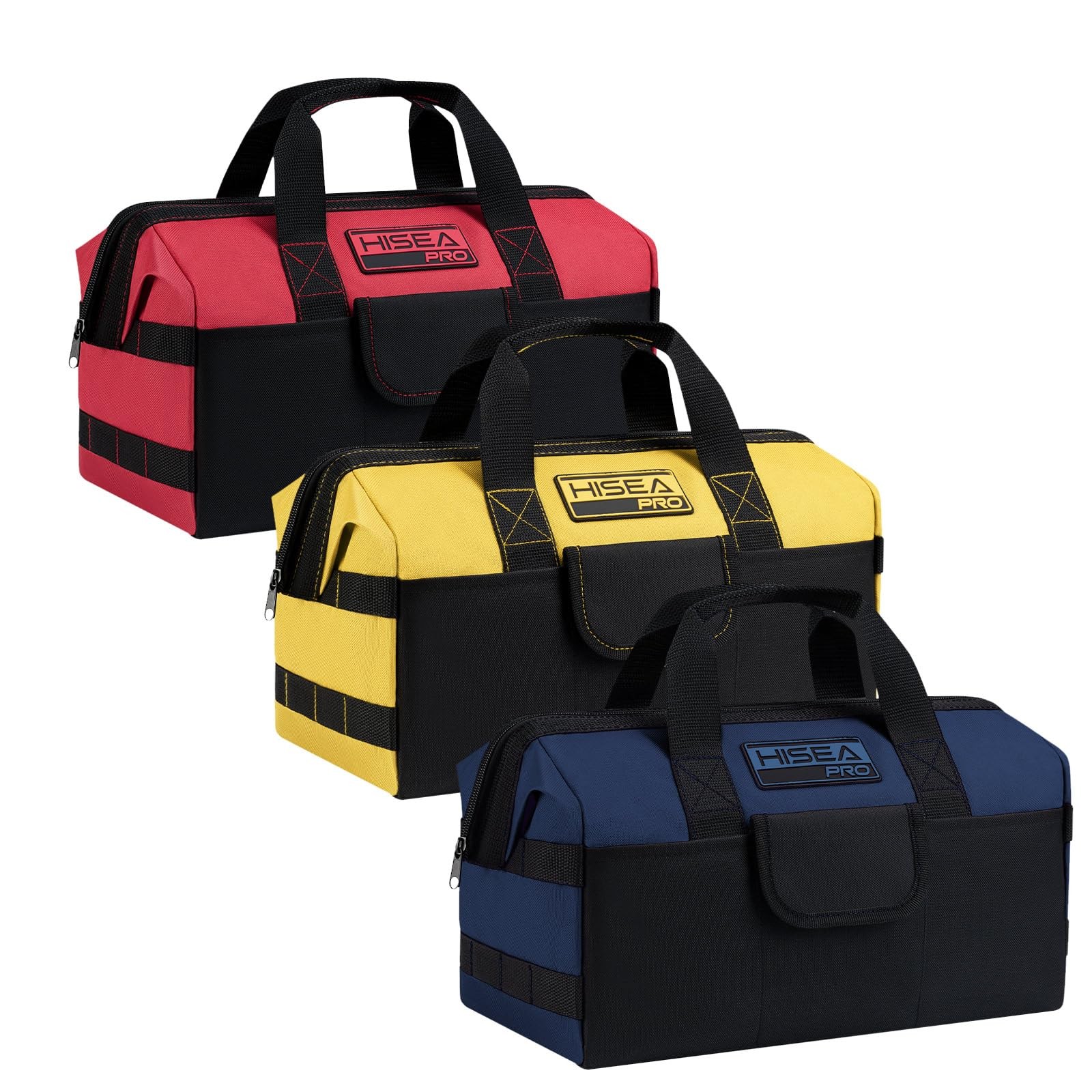 3 Pack 16 In Multi Color Wide Base Water Resistant Utility Work Tool Bags Kit