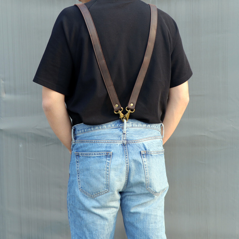 TOURBON Leather Workshop Tools Belt Suspenders Carpenter Chest Strap Padded US