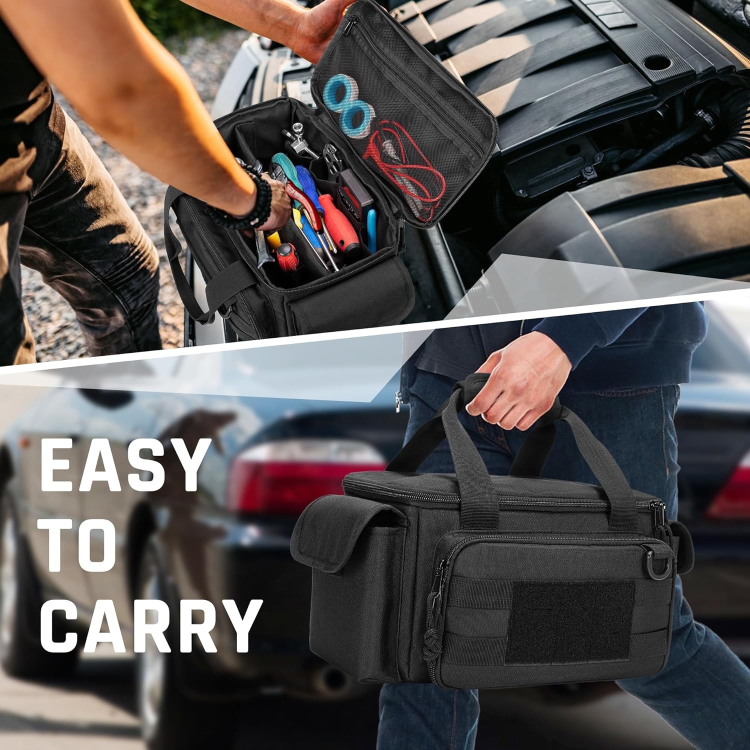 Small Tool Bag with Anti-friction and Thick Padded Bottom, Small, Black