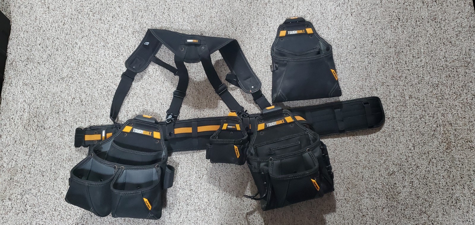 Toughbuilt Padded Electrician Handyman Tool Belt 2 Pouch w/Straps + Extra Pouch!