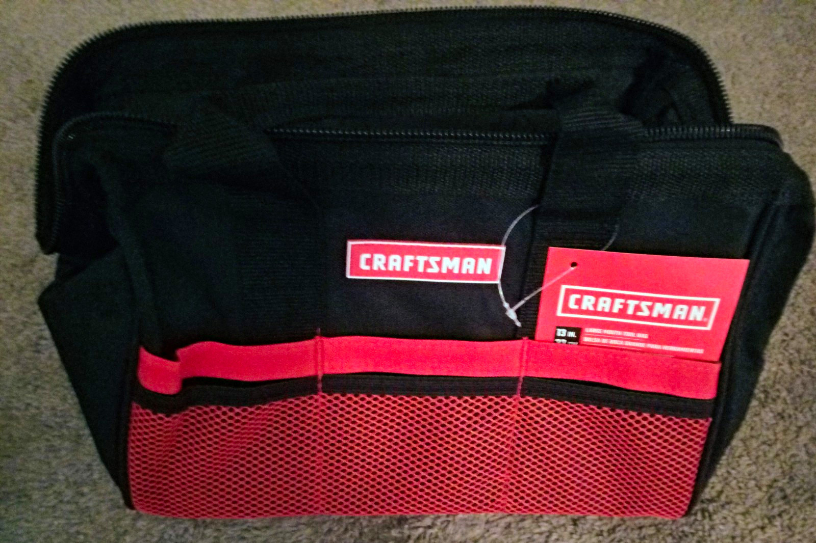 Craftsman 13 in Tool Bag Black/Red Zipper Closure With Handle