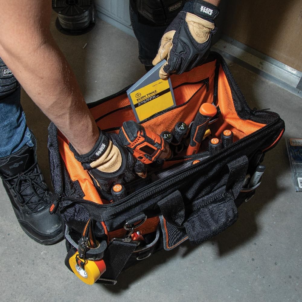 Wide-Open Tool Bag, 1680D Ballistic Weave, Molded Bottom, Detachable Strap, Dura
